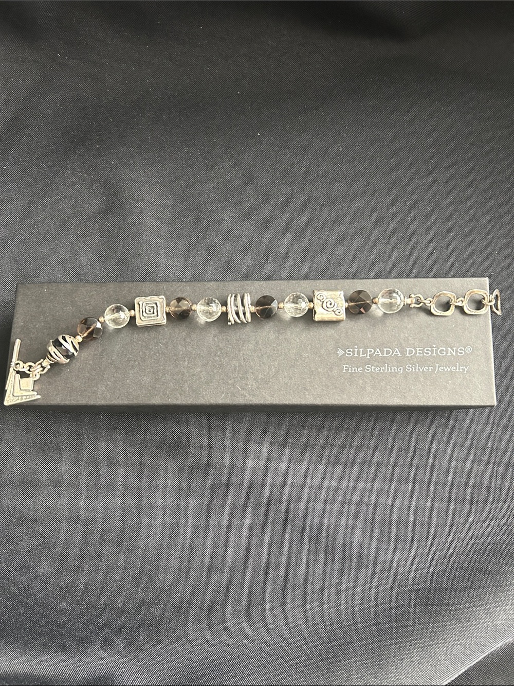 Silpada B1275 Sterling Silver Smoky Quartz & Crystal Bead Bracelet